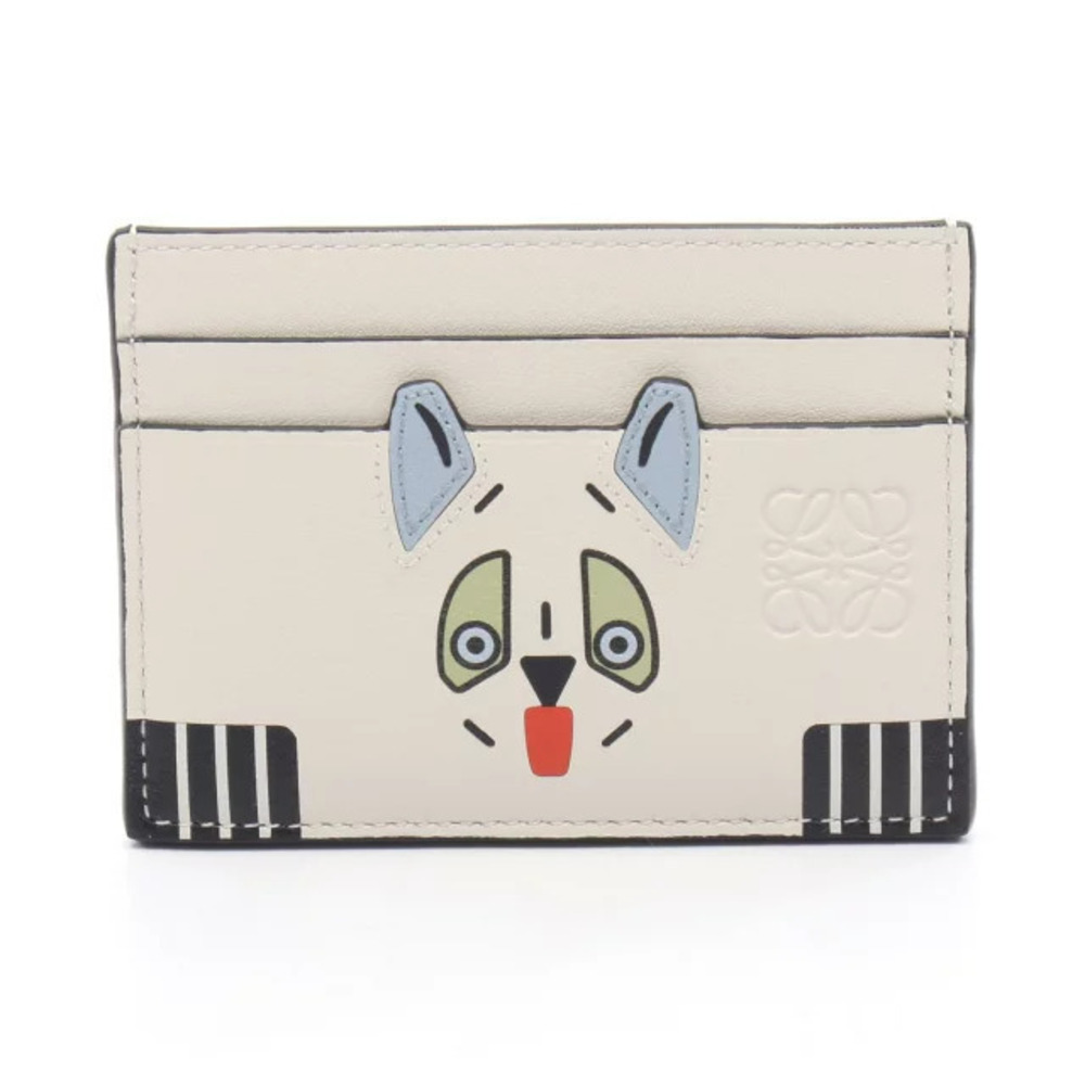 Loewe Futurist Cat Card Case Wallet Leather Accessory White Multicolor